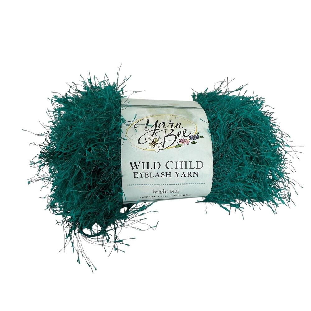Yarn Bee Wild Child Eyelash Yarn, Bright Teal 50 g, 75 yds, Polyester